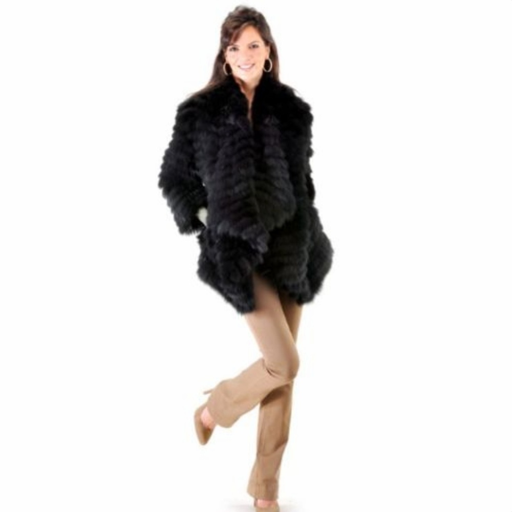 CLEARANCE! BYTE by TESO Black Fox Fur Jacket - Picture 2 of 5